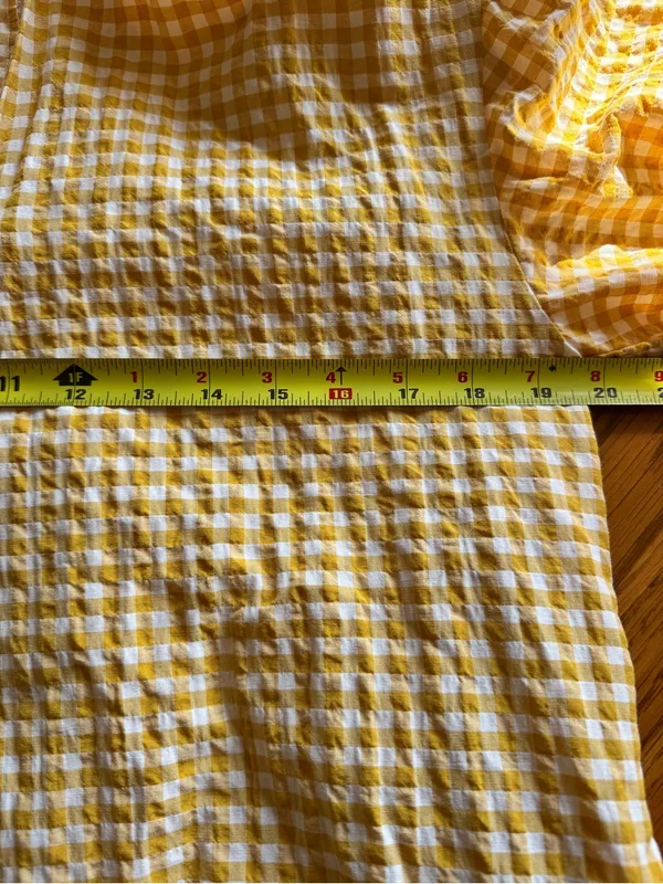 MNG‎ Womens Cotton Blend Check Print V-Neck Long Sleeve Maxi Dress Yellow Size 2 - Image 8