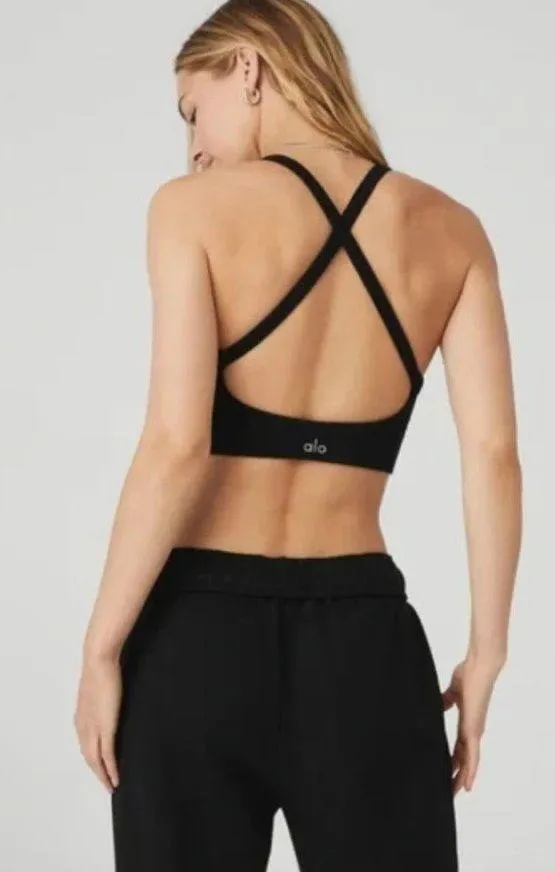 Alo Seamless Ribbed Low Back BLACK Bra XS SOLD OUT - Image 2
