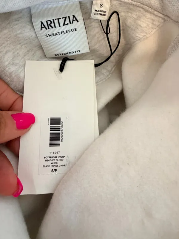 Aritzia Cozy Sweatfleece Boyfriend 1/2 Zip oversized sweatshirt size small NWT - Image 15