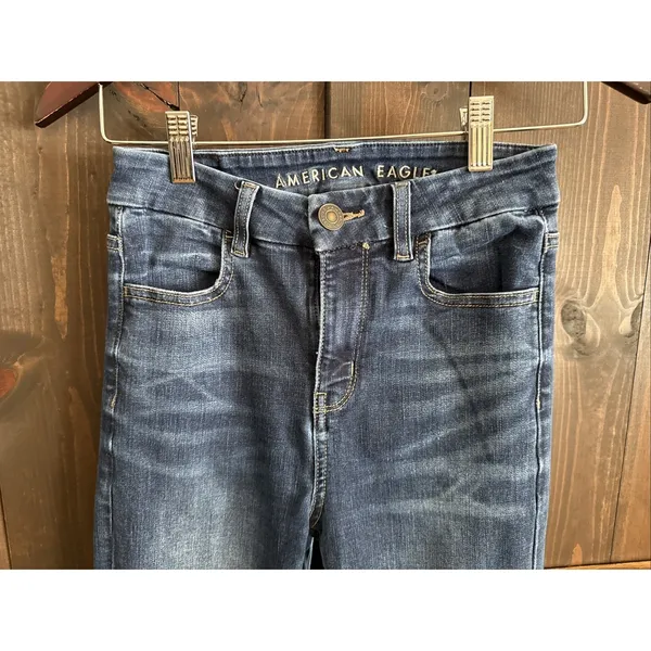 American Eagle‎ AE Next Level Stretch Curvy High Rise Jegging Dark Wash Size 0 - Image 2