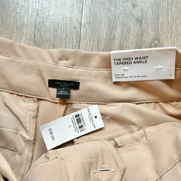 Ann Taylor The High Waisted Tapered Wide Leg Ankle Pants in Tan Size L NWT - Image 5