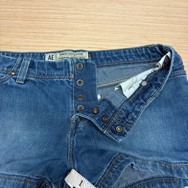 Vintage 90s Y2K American Eagle Denim Jean Shorts Womens 4 Button Fly Low Rise - Image 7