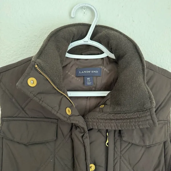 Land’s End Espresso Brown Quilted Puffer Vest Jacket Zip Up Women’s Size XS 2 4 - Image 6