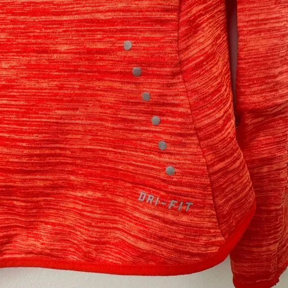 Nike Shirt Women's Small 1/4 Zip‎ Running Pullover Heathered Orange Thumbhole - Image 10