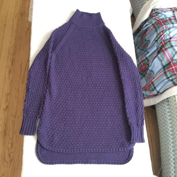 Mockneck Chunky Long Tunic Sweater Purple/Blue - Sz Medium - Image 2