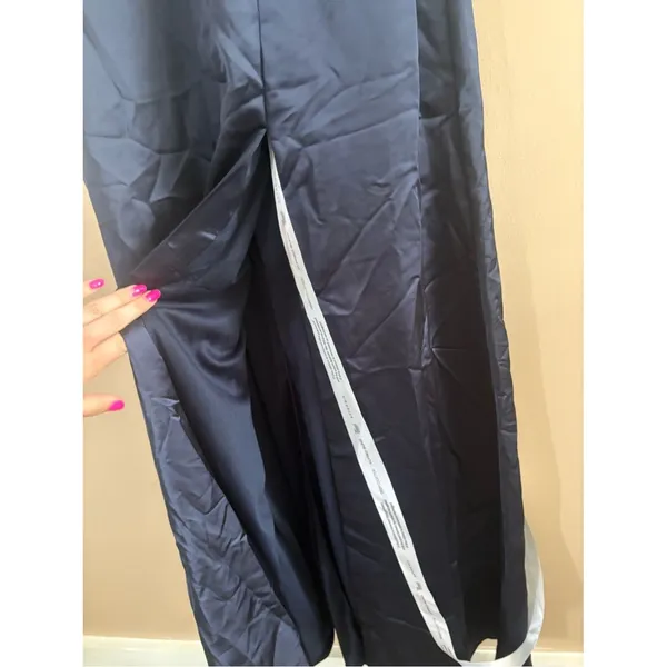 After Six A-Line Satin Maxi Dress Midnight Navy Size 2 Off Shoulder Strapless - Image 10