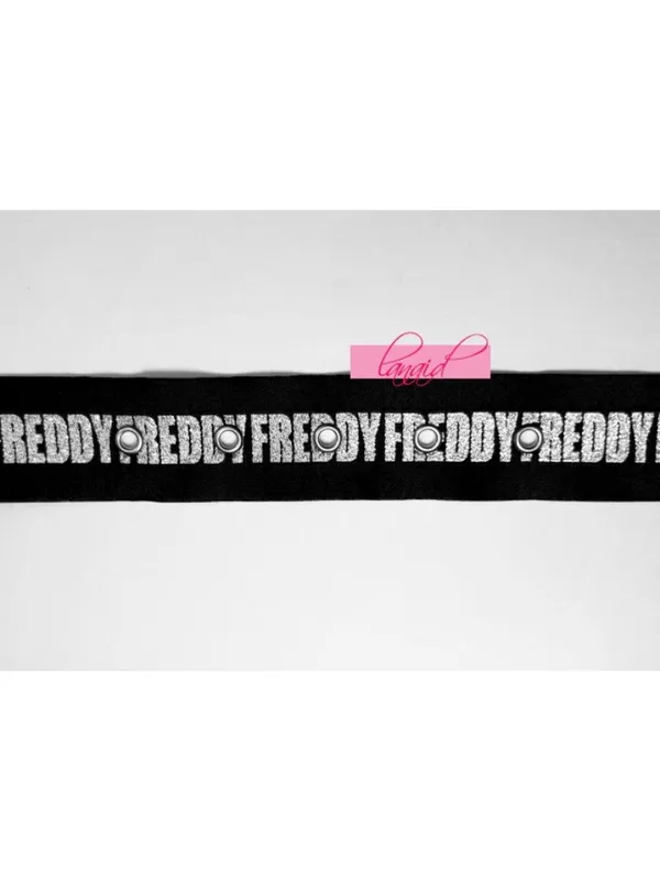 NEW Freddy Canvas Belt Black Silver Metallic Sparkly Glitter Slide Circle Buckle - Image 9