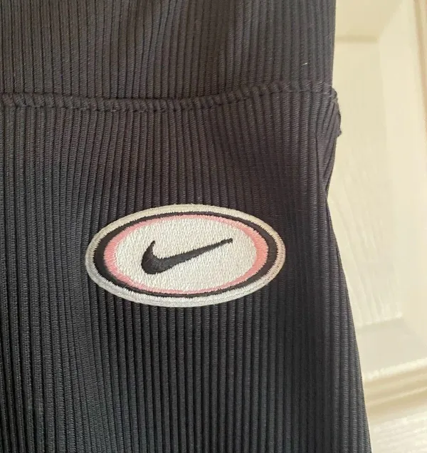 NWT Nike small black cropped wide leg flare ribbed pants streetwear lounge - Image 6