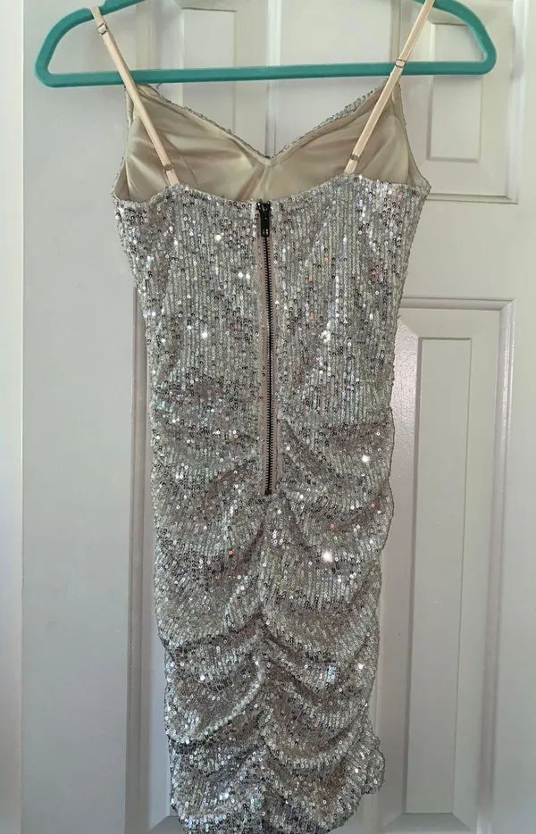 Hello Molly Silver Cowl Neck Dress - Image 6