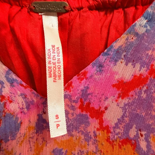 Free People Julianna Maxi Dress Small Red Floral Tiered Chiffon Sheer Boho Chic - Image 5
