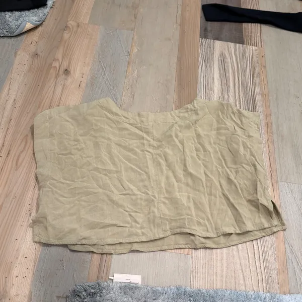 re:du Boxy Cropped Top Size S Sage Green Rayon Boat Neck Cap Sleeve S25X1002-T - Image 3