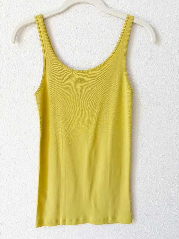 Eileen Fisher 100% Organic Cotton Tank Top Yellow Size XS Coastal Minimalist - Image 2