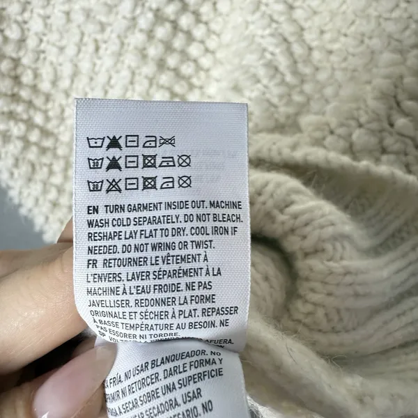American Eagle Outfitters Ivory White Popcorn Knit Sweater Wool Alpaca Blend M - Image 8