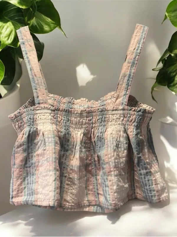 American Eagle NWT Plaid Swing Cami Crop Top Small - Image 3