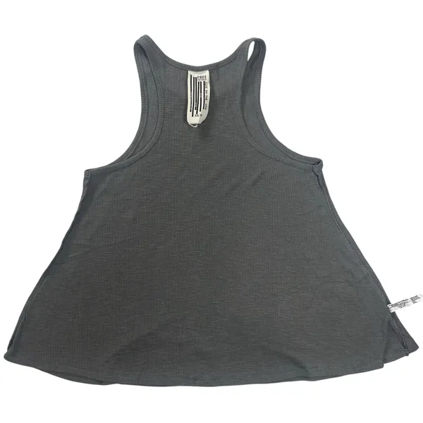 Free People Ribbed Swing Tank Gray Flowy Flare Stretch Casual Top Size XS - Image 7
