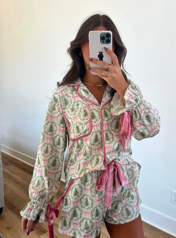 These Three Boutique Christmas Bow Pjs - Image 2