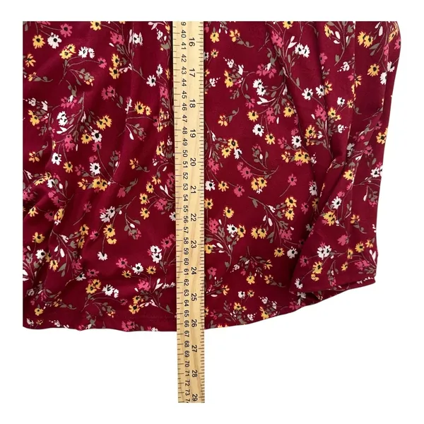 Stilletto's Size-L Dress Burgundy Mini Floral‎ Ballon Sleeves Pockets - Image 5