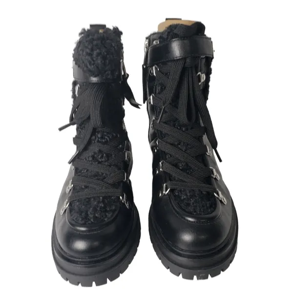 Circus by Sam Edelman Combat Boots Womens 7 Black Faux Leather Shearling Gretchen - Image 6