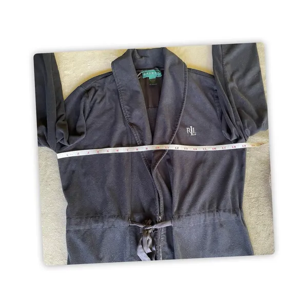 Lauren Ralph Lauren Women M Black Fleece Housewear Kimono Jacket Robe. - Image 5