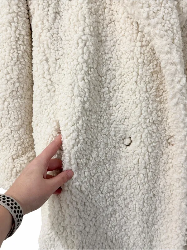 House of CB Bear Coat Milk White Size Small NWT Faux Fur Sherpa - Image 4