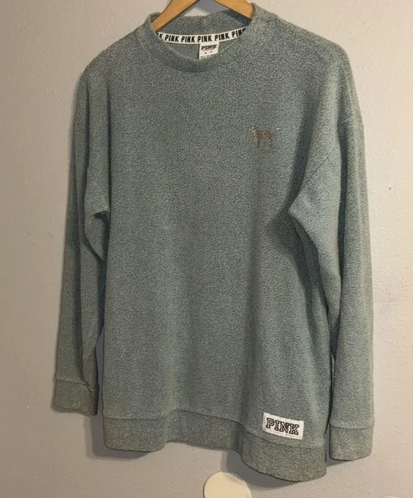 PINK by Victoria's Secret teal sweatshirt with logos - Image 5