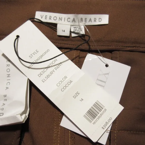 NWT Veronica Beard Elsbury in Cocoa Pintuck Stretch Flare Pants 14 $398 - Image 4