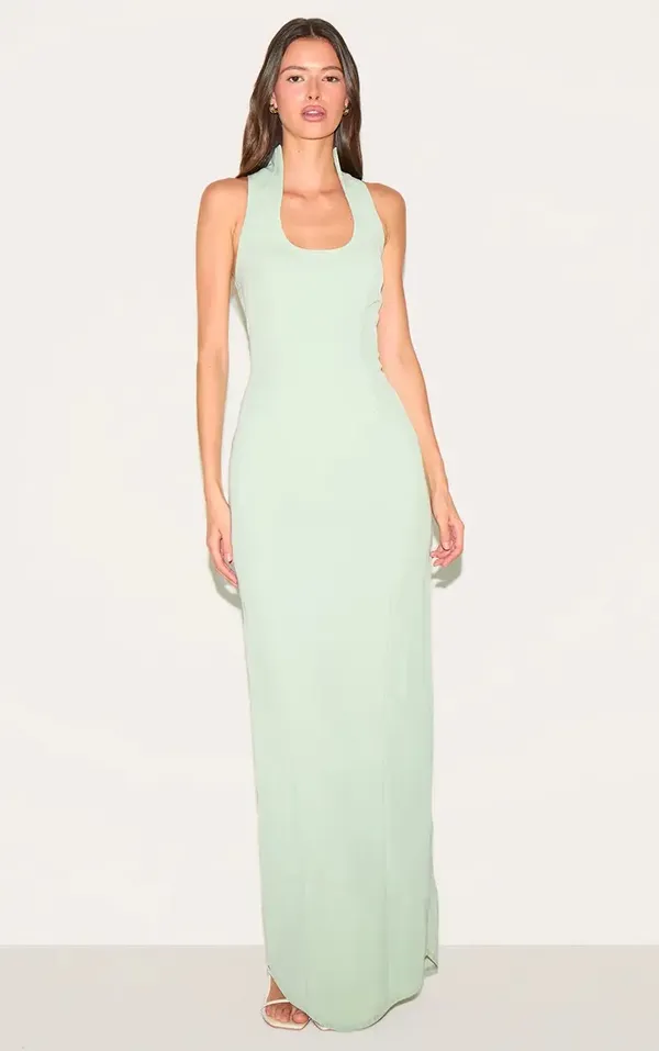 Pretty Little Thing Woven Scoop Neck Maxi Dress Pale Lime - Image 6