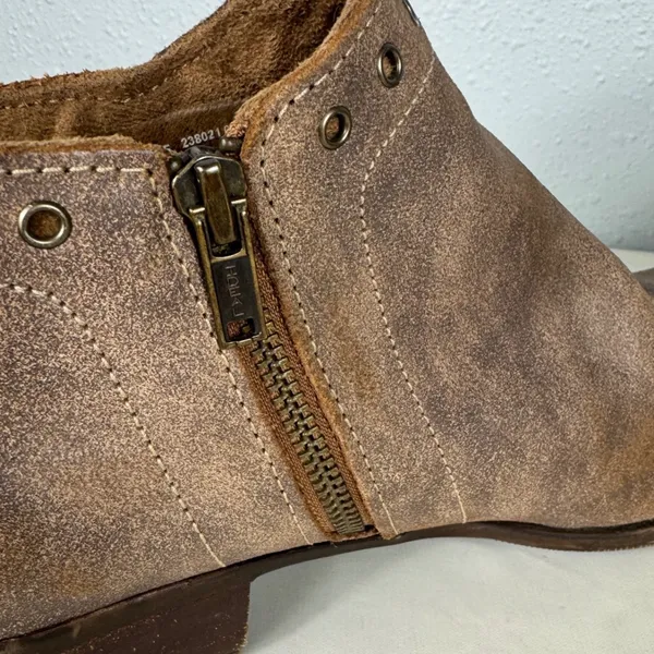Minnetonka Brenna Womens Distressed Brown Leather Side Lace Zip Ankle Boots 9.5 - Image 4