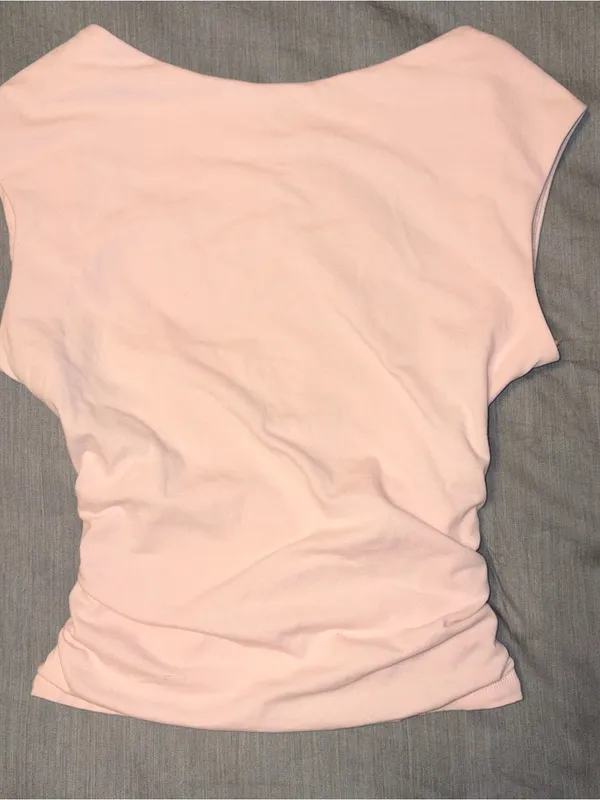 Garage SuperSoft Ruched Back Top Small Light Pink, Open Back Cap/Short Sleeve - Image 8