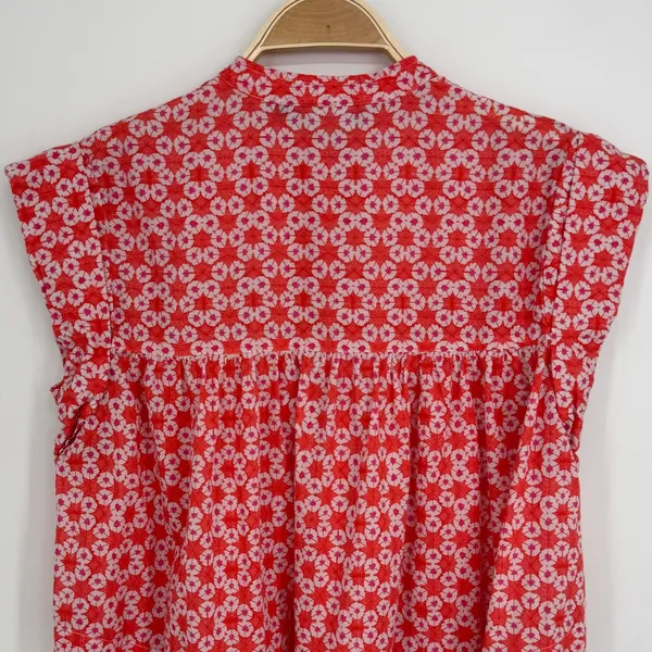 Tuckernuck Ro's Garden Nini Top Small Orange Floral Boho Flutter Sleeve Cotton - Image 8