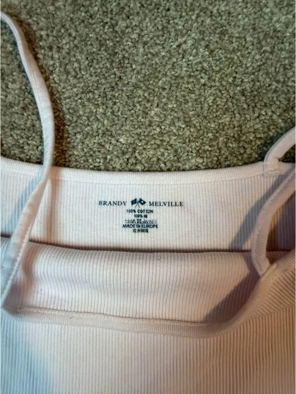 Brandy Melville Pink Tank Top Cropped Ribbed - Image 3