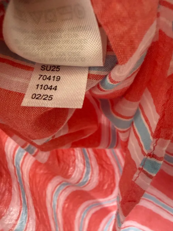 Loft Light Weight Cotton Collar Button Down Oversized Red Blue‎ White Stripe s - Image 6