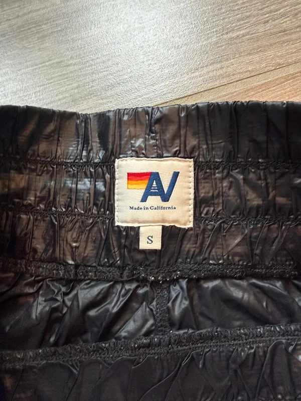 Aviator Nation Women’s Black high waisted Nylon board Shorts 5 stripe EUC - Image 2