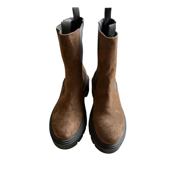 Steve Madden Wisteria Brown Suede Lug Sole Platform Chelsea Boots Size 6 NEW - Image 3