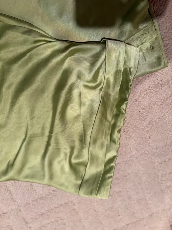 Sage Green Satin Strapless Open Back Maxi Dress XS - Image 4