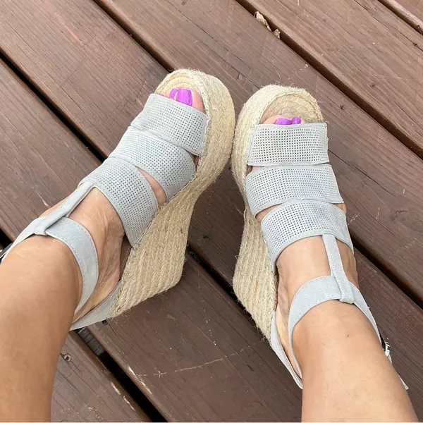 Marc Fisher Womens Mladore Leather Espadrille Platform Wedge Sandals - Image 12