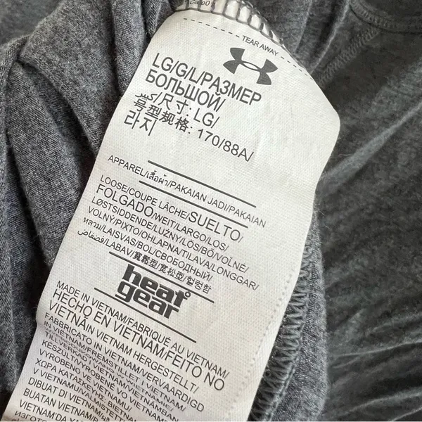 Under Armour Gray Long Sleeve Loose Heatgear Open Back Strappy Stretch Large - Image 6