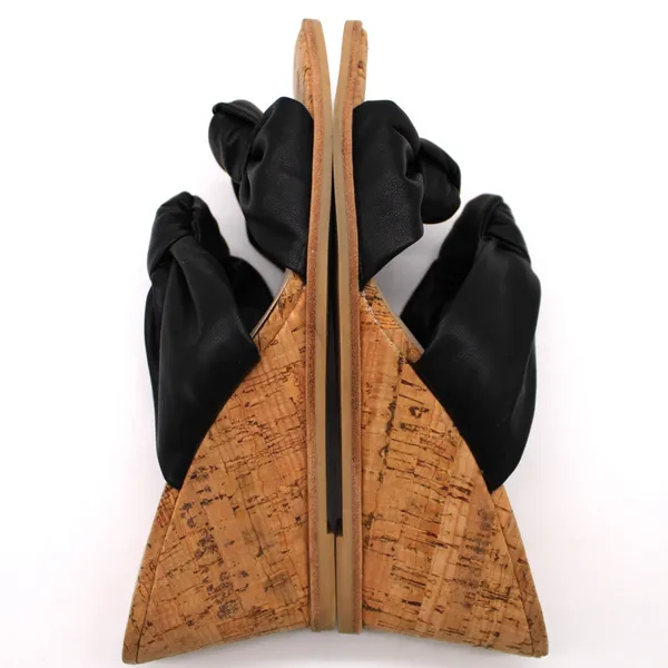 Dolce Vita‎ Womens 9.5 Naji Knotted Cork Wedge Sandal Black Summer Beachy Boho - Image 4