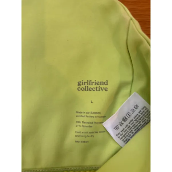 Girlfriend Collective Topanga Sports‎ Bra Size Large Neon Yellow - Image 3