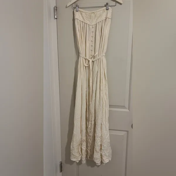 Fillyboo‎ Zippora Cream Maxi Strapless Eyelet Maternity Dress Fairy Bohemian - Image 4