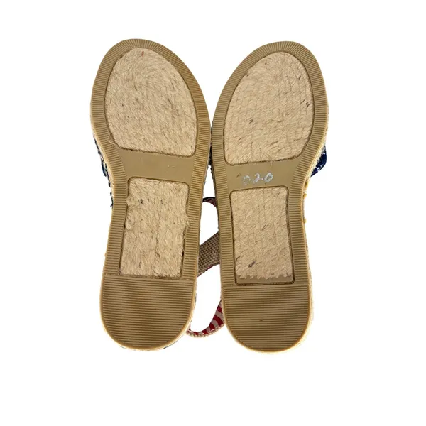 White‎ Mountain Espadrille Flat Sandals Womens 6.5 Blue Nautical Anchor Stripe - Image 5