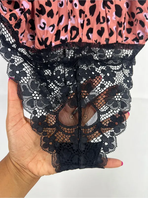 Free People Intimately Bare It All Leopard Bodysuit Rose Combo Size S NWT - Image 8
