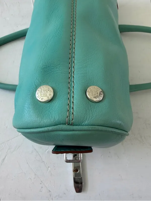 Vintage Michael Kors Barrel Bag 2000s Y2K Mint Green Teal - Image 6
