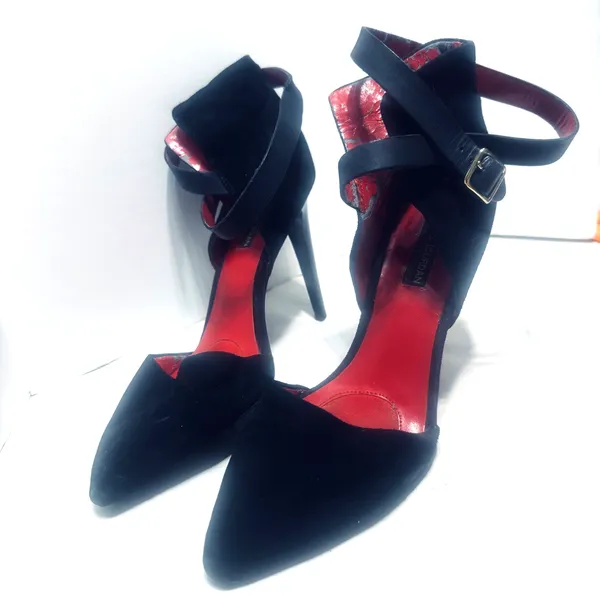Charles Jourdan Paris‎ Heels sz 9 Black Velvet d'orsay Stilettos dress shoes - Image 3