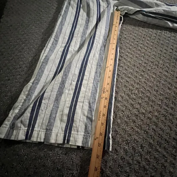 ana A New Approach‎ Striped Wide Leg Pants Womens Medium Blue White Linen Blend - Image 7