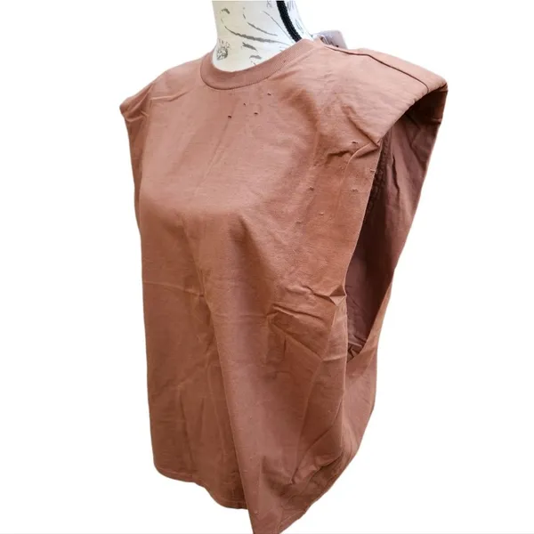 Free People -347 Sandrine‎ Rose Shoulder Pad Tank in Burnt NWT Small - Image 5