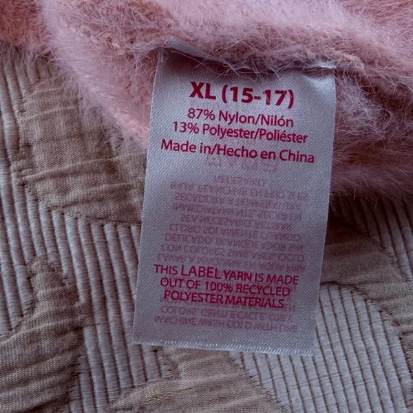 No Boundaries Pink Fuzzy Eyelash Knit Full Zip Mock Neck Sweater JuniorsXL 15-17 - Image 4