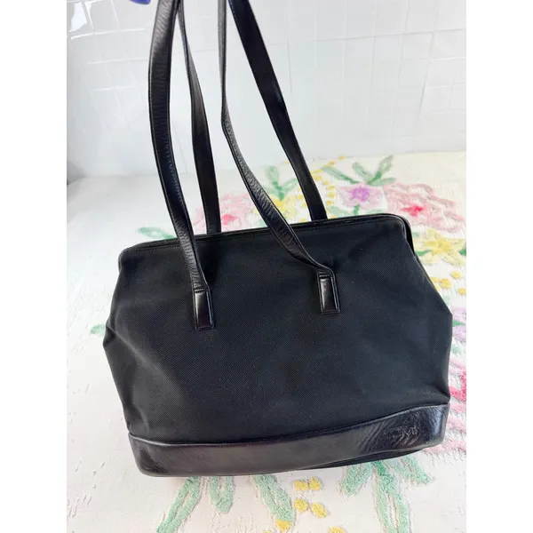 Tumi Black Ballistic Nylon Leather‎ Trim Tote Bag Work Travel Shoulder Bag - Image 4