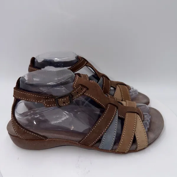 Mephisto Brown Leather Strappy Comfort Sandals Womens 39/9 Multi Color Buckle - Image 2