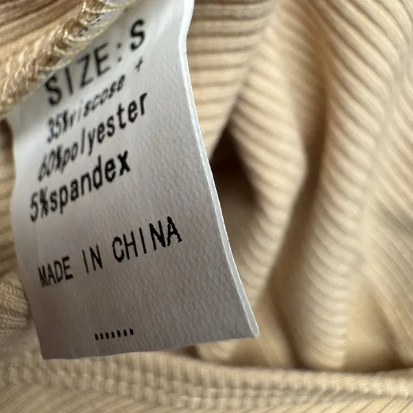 Missufe Miss You Forever Beige‎ Small ribbed Cute Puff Shoulder sleeves bodysuit - Image 4
